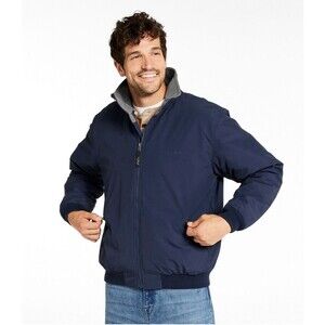 L.L. Bean Men's Warm-Up Bomber Jacket Fleece Lined Navy Blue Size XL 205107